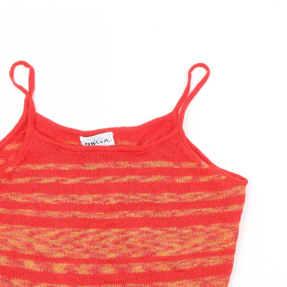 Mixin Womens Red Striped Acrylic Camisole Tank Size M Scoop Neck