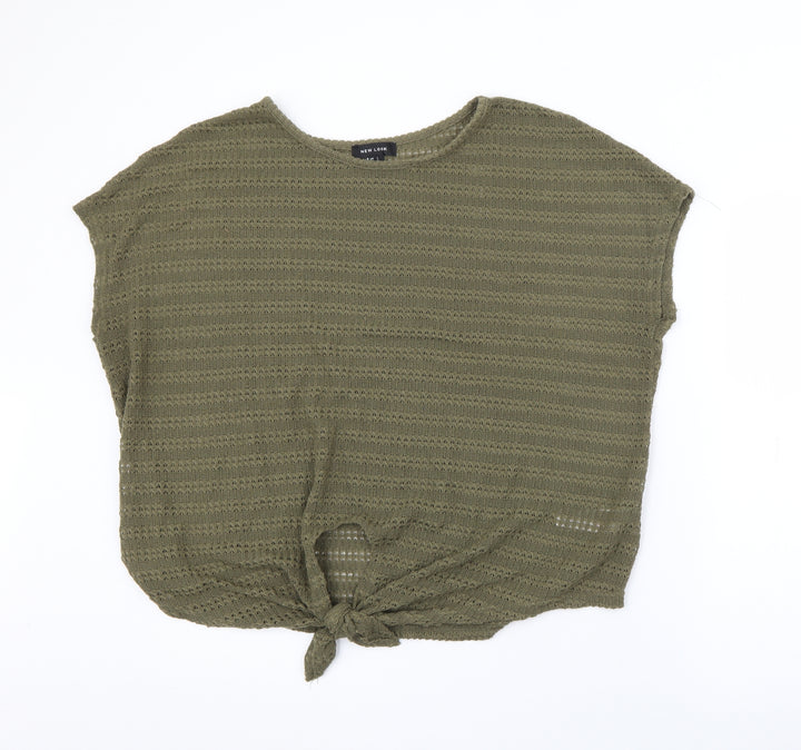 New Look Womens Green Crew Neck  Polyester Pullover Jumper Size L