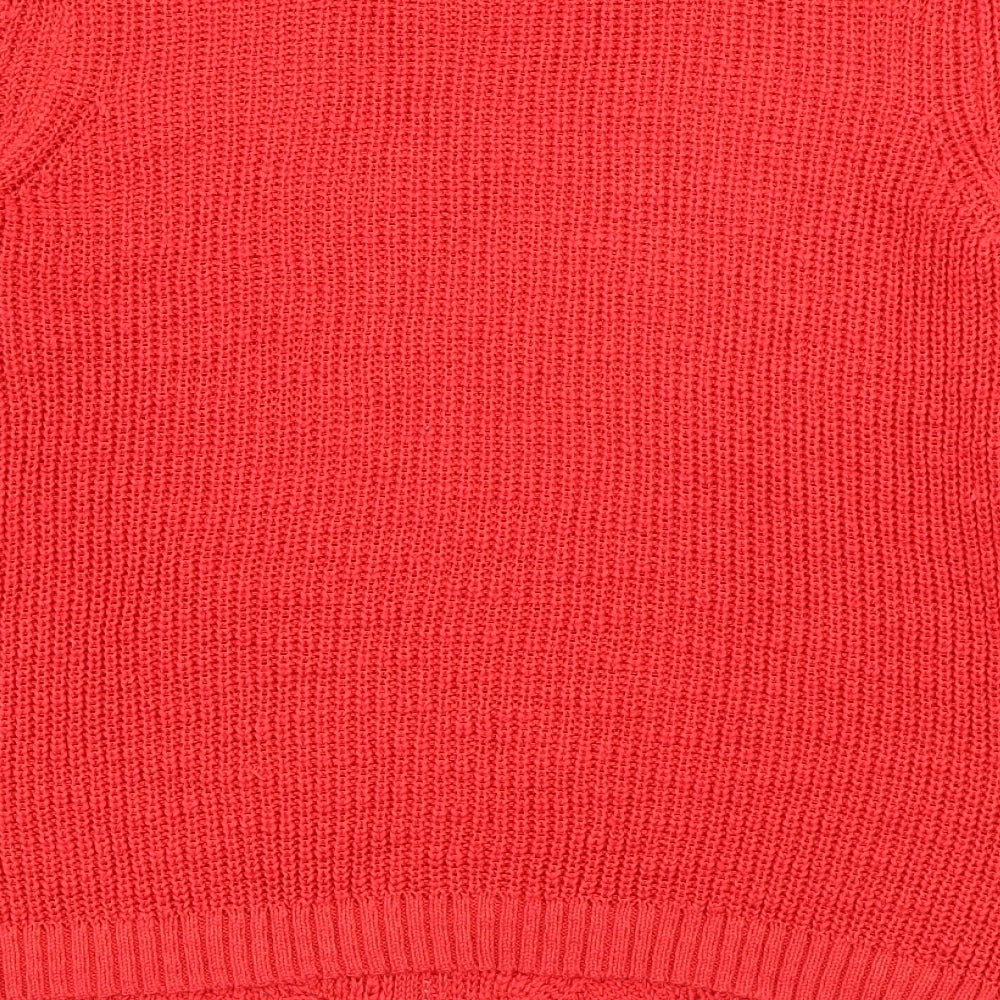 Love Knitwear Womens Red Crew Neck  Acrylic Pullover Jumper Size 20