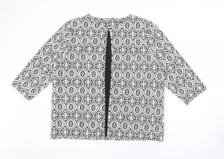 F&F Womens White Geometric Jacket Size 16 Hook & Eye
