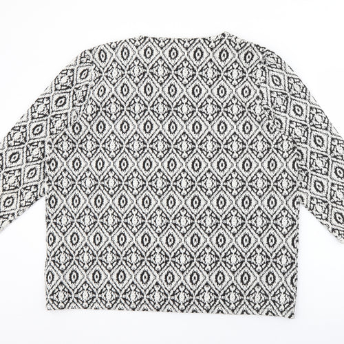 F&F Womens White Geometric  Jacket  Size 16  Hook & Eye