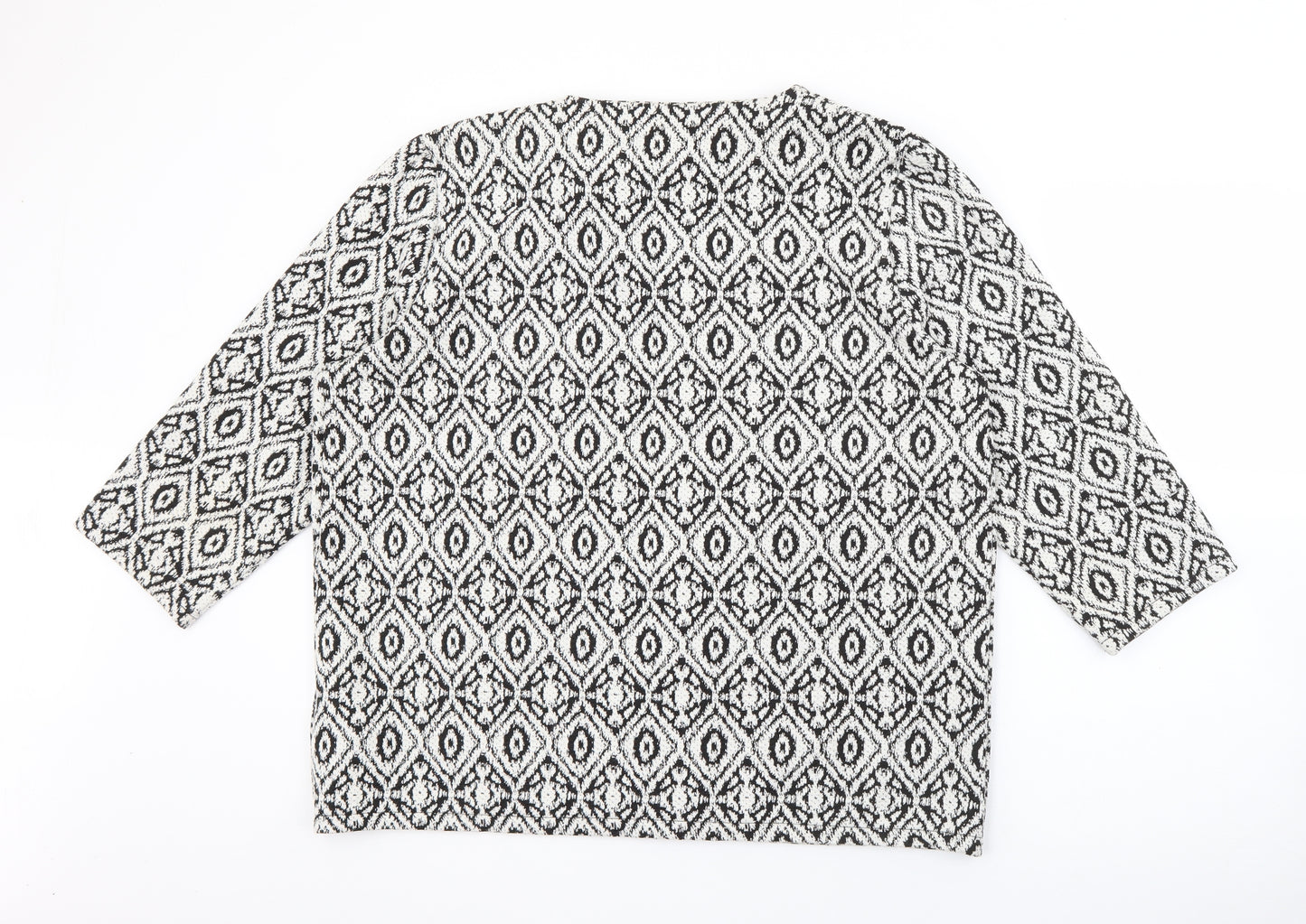 F&F Womens White Geometric  Jacket  Size 16  Hook & Eye
