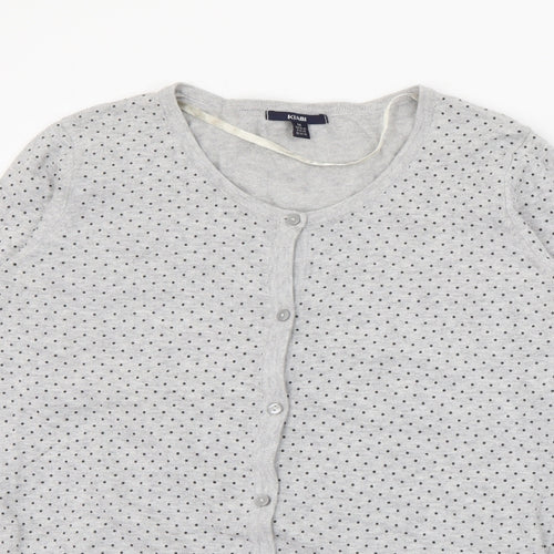 Kiabi Womens Grey Crew Neck Polka Dot Cotton Cardigan Jumper Size M
