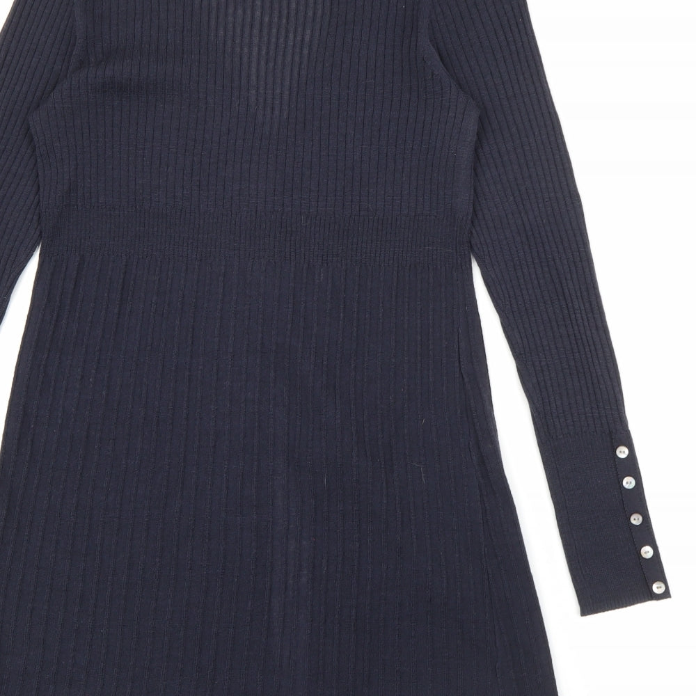 Monsoon Womens Blue V-Neck  Wool Cardigan Jumper Size 10
