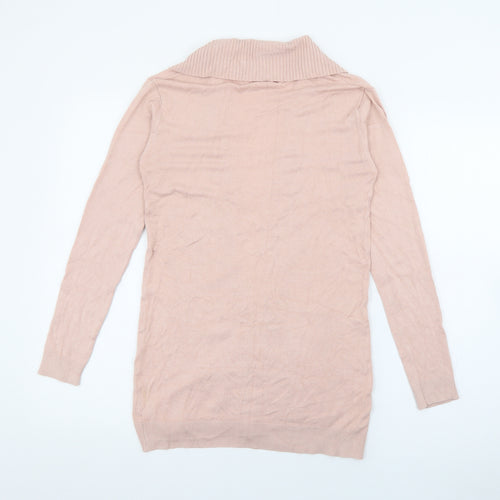 MNG Womens Pink Roll Neck  Polyester Cardigan Jumper Size 8