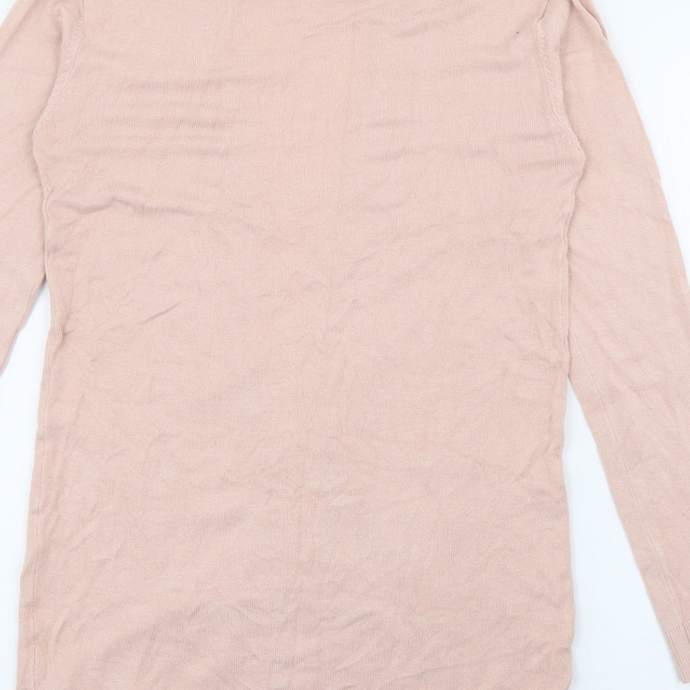 MNG Womens Pink Roll Neck  Polyester Cardigan Jumper Size 8