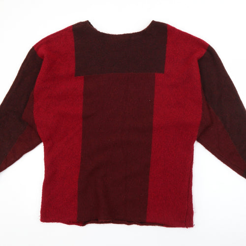 George Womens Red Boat Neck  Acrylic Pullover Jumper Size S