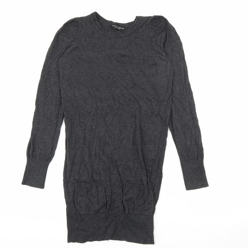 Dorothy Perkins Womens Grey  Cotton Jumper Dress  Size 6  Crew Neck