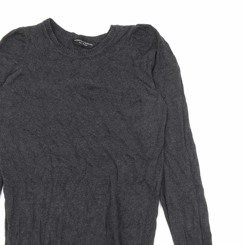 Dorothy Perkins Womens Grey  Cotton Jumper Dress  Size 6  Crew Neck