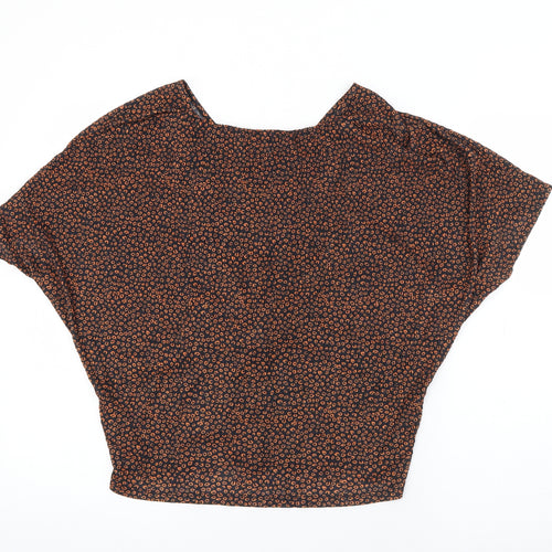 Marks and Spencer Womens Black Geometric Polyester Basic Blouse Size 12 V-Neck
