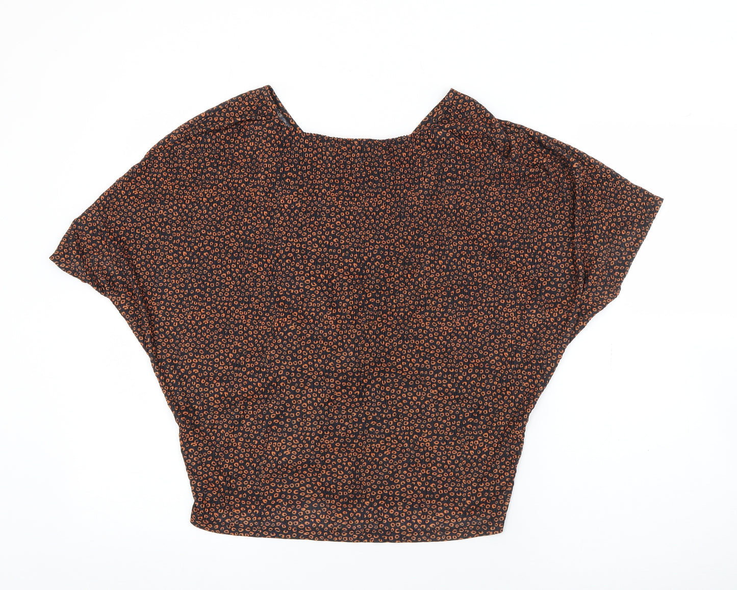 Marks and Spencer Womens Black Geometric Polyester Basic Blouse Size 12 V-Neck