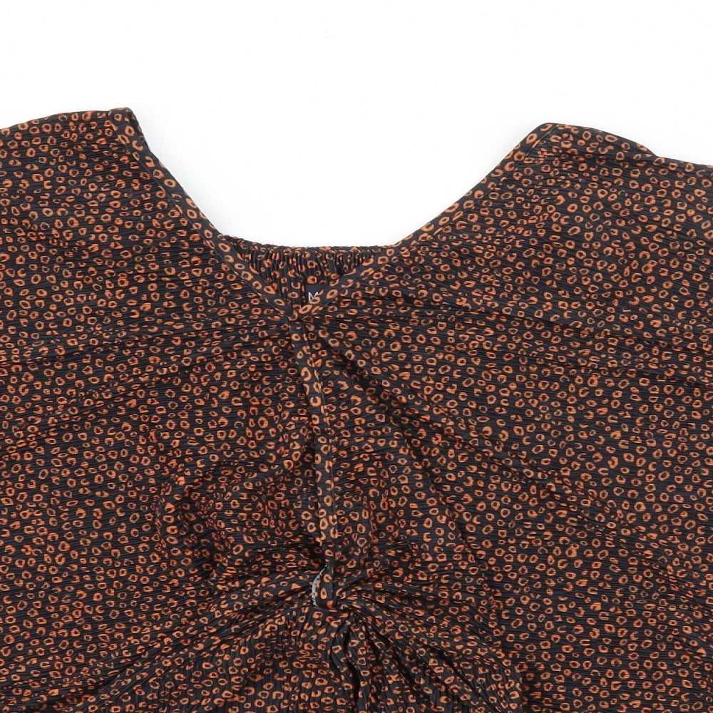Marks and Spencer Womens Black Geometric Polyester Basic Blouse Size 12 V-Neck