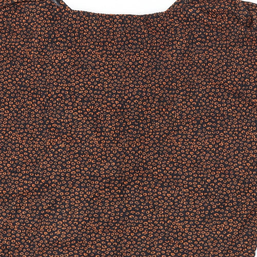 Marks and Spencer Womens Black Geometric Polyester Basic Blouse Size 12 V-Neck
