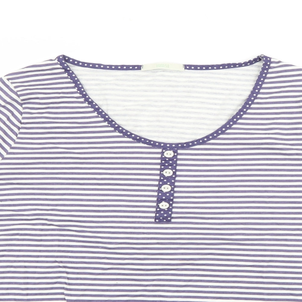 Marks and Spencer Womens Blue Scoop Neck Striped Cotton Pullover Jumper Size 22