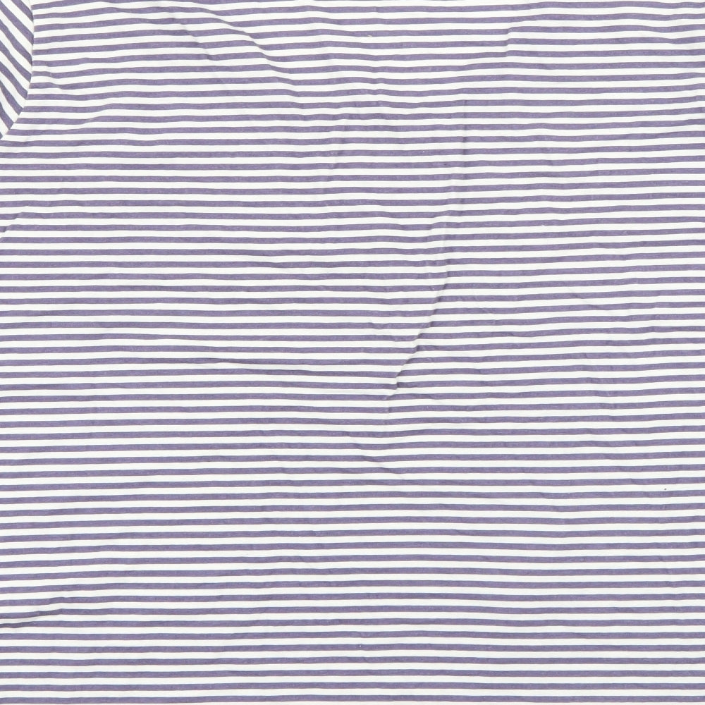 Marks and Spencer Womens Blue Scoop Neck Striped Cotton Pullover Jumper Size 22