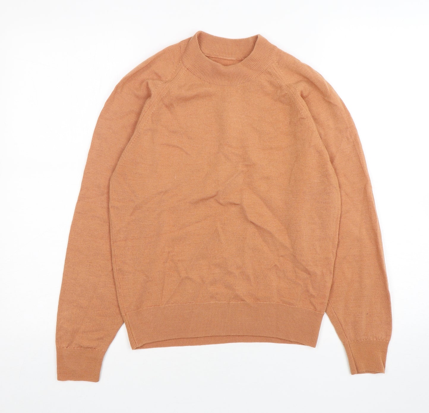 House of Fraser Womens Brown Mock Neck  Wool Pullover Jumper Size 12