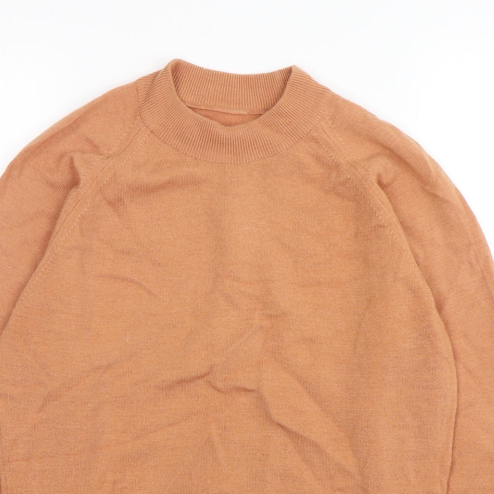House of Fraser Womens Brown Mock Neck  Wool Pullover Jumper Size 12