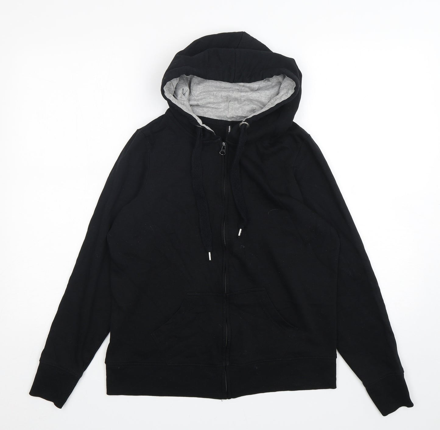 Marks and Spencer Womens Black  Cotton Full Zip Hoodie Size 14  Zip