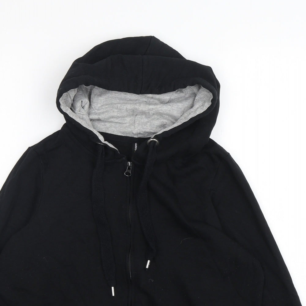 Marks and Spencer Womens Black  Cotton Full Zip Hoodie Size 14  Zip