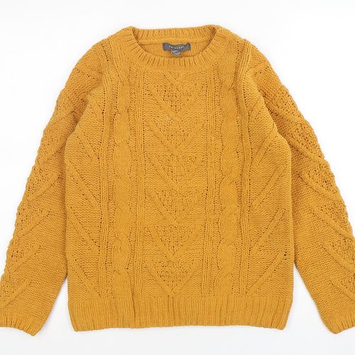 Primark Womens Yellow Round Neck  Polyester Pullover Jumper Size 4