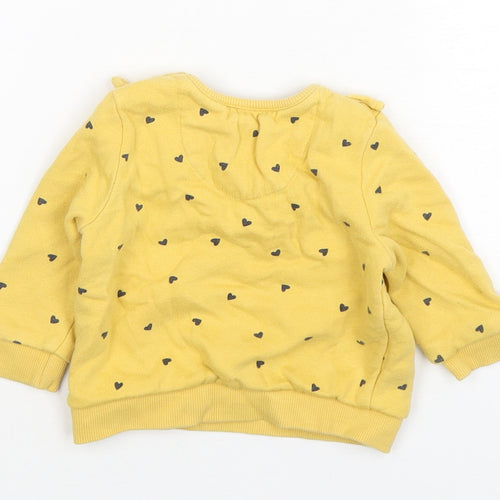 F&F Girls Yellow Polka Dot Cotton Pullover Jumper Size 3-6 Months  Pullover