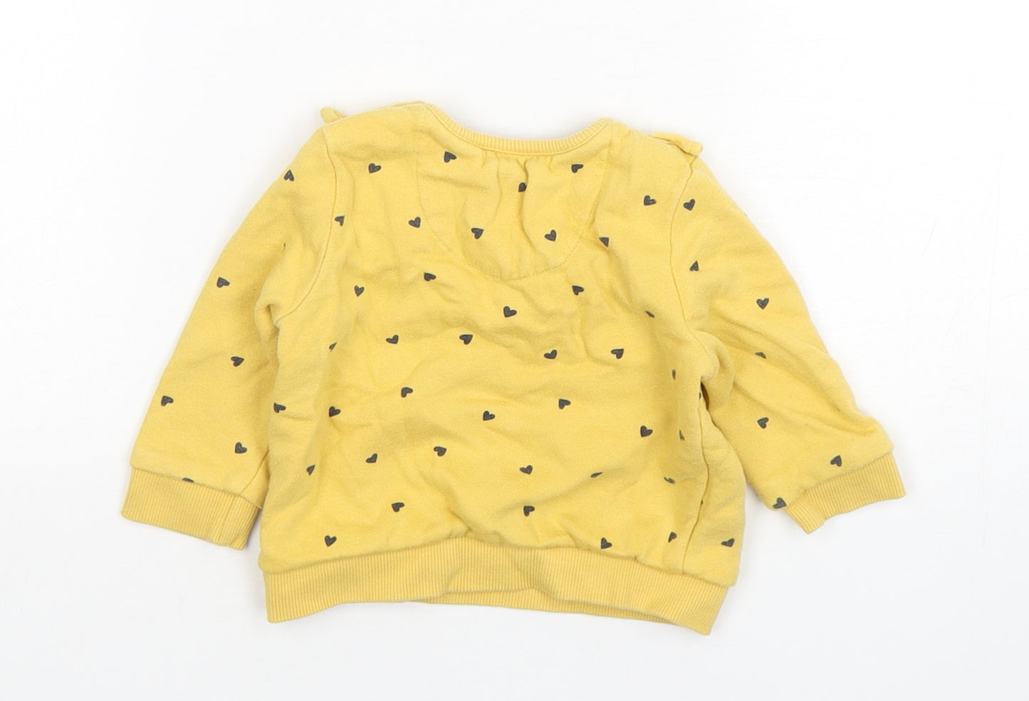 F&F Girls Yellow Polka Dot Cotton Pullover Jumper Size 3-6 Months  Pullover