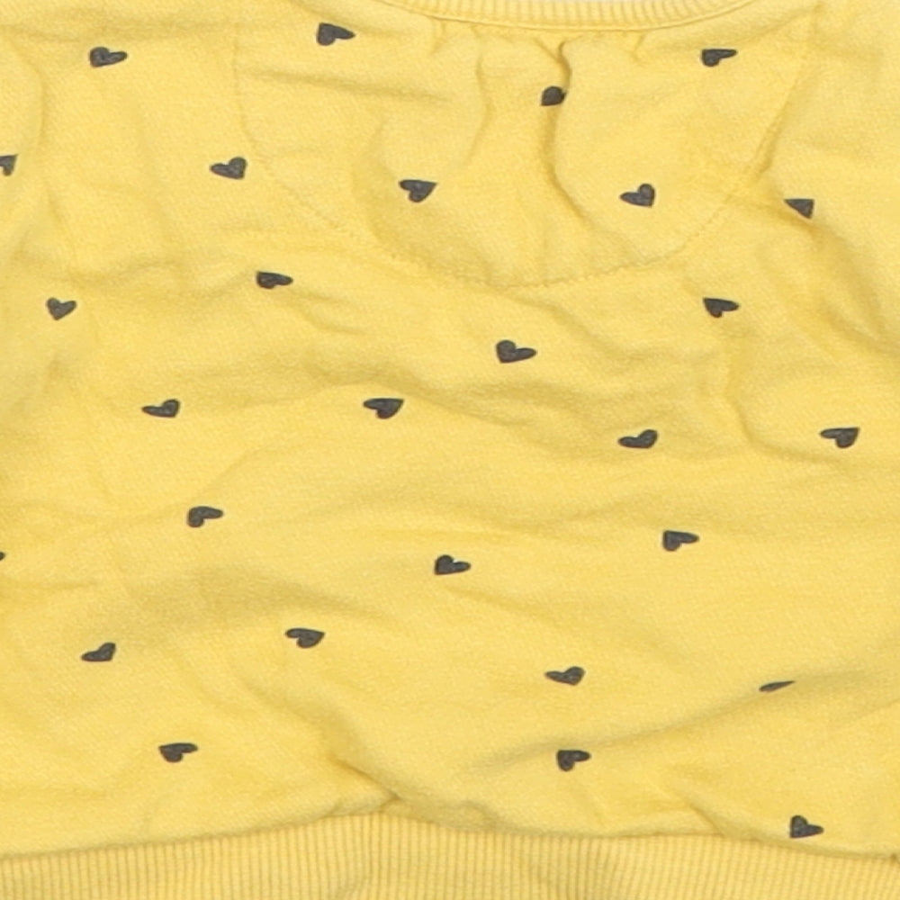 F&F Girls Yellow Polka Dot Cotton Pullover Jumper Size 3-6 Months  Pullover