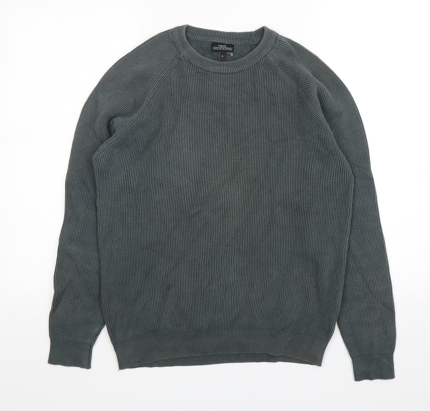NEXT Mens Green Round Neck  Cotton Pullover Jumper Size M
