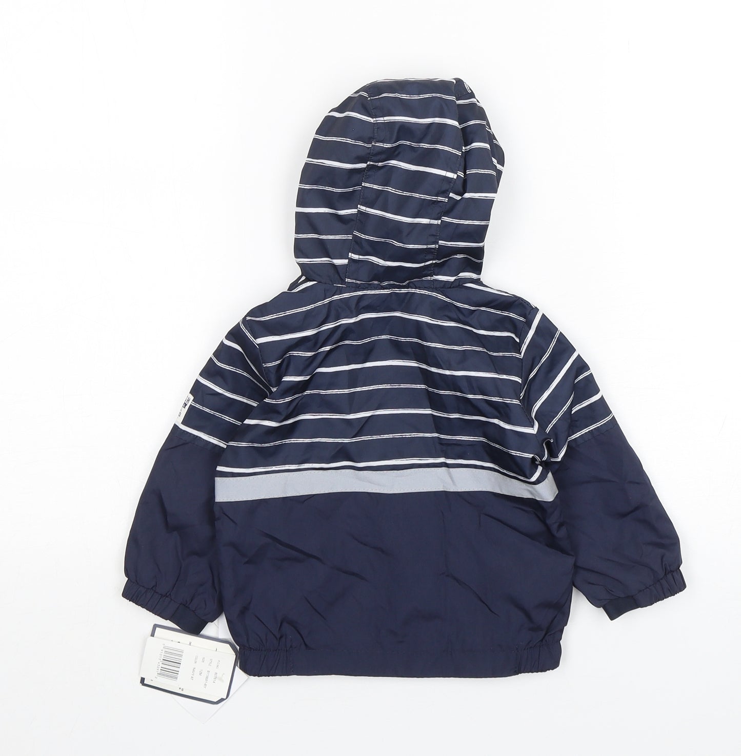 OshKosh B’gosh Boys Blue Striped  Windbreaker Jacket Size 12 Months   Zip