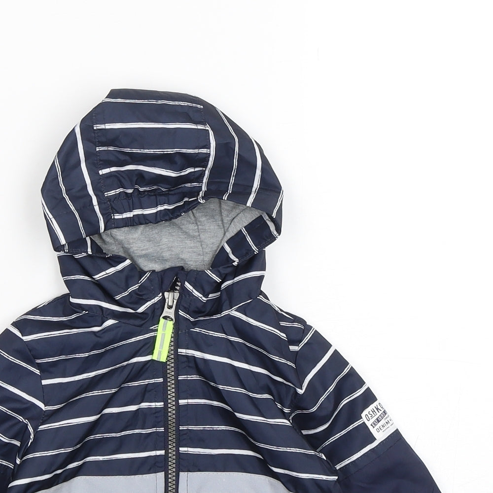 OshKosh B’gosh Boys Blue Striped  Windbreaker Jacket Size 12 Months   Zip