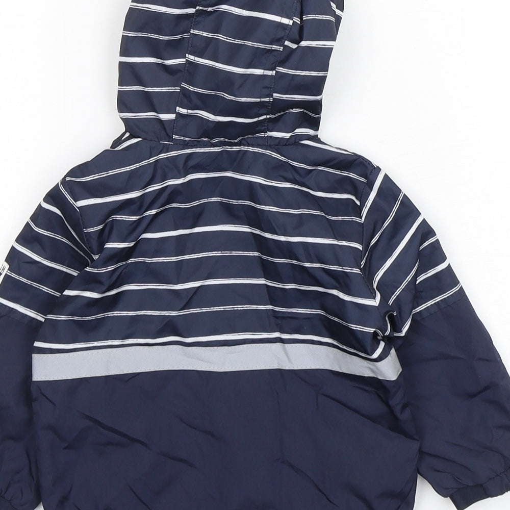 OshKosh B’gosh Boys Blue Striped  Windbreaker Jacket Size 12 Months   Zip