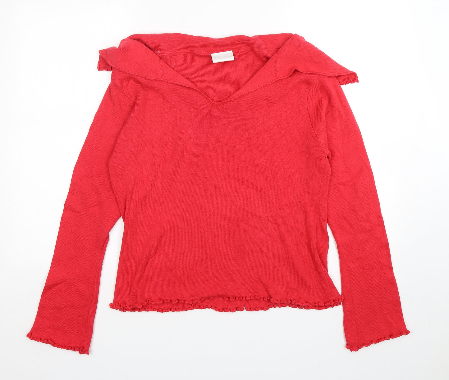 offshore Womens Red Collared  Cotton Pullover Jumper Size M