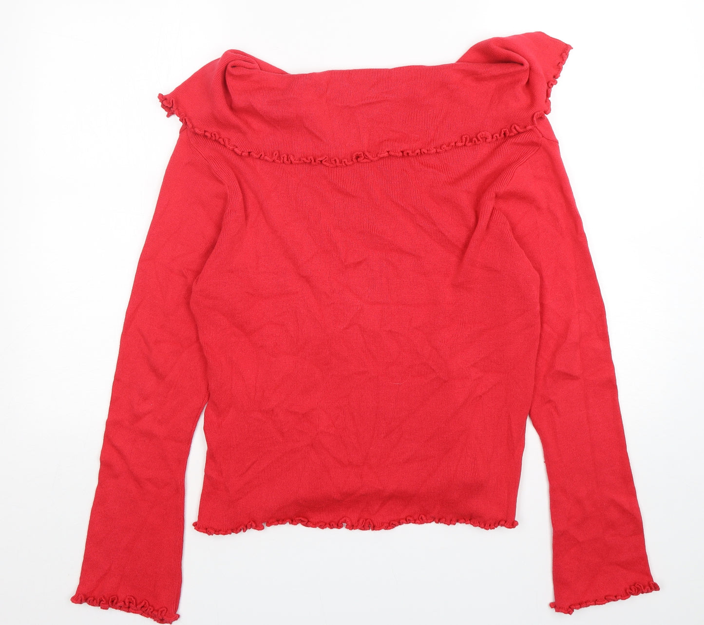 offshore Womens Red Collared  Cotton Pullover Jumper Size M