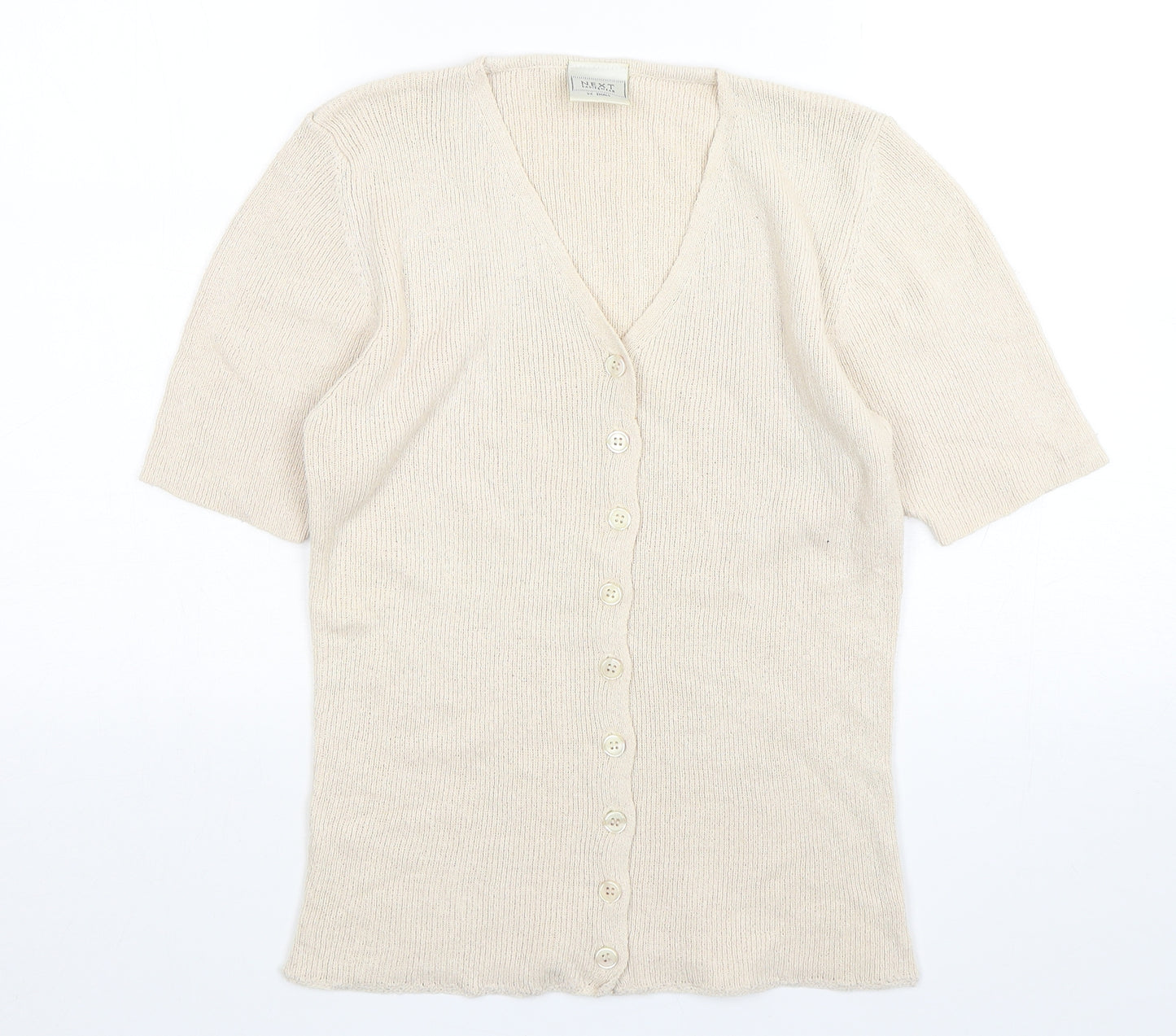 NEXT Womens Beige V-Neck  Silk Cardigan Jumper Size S