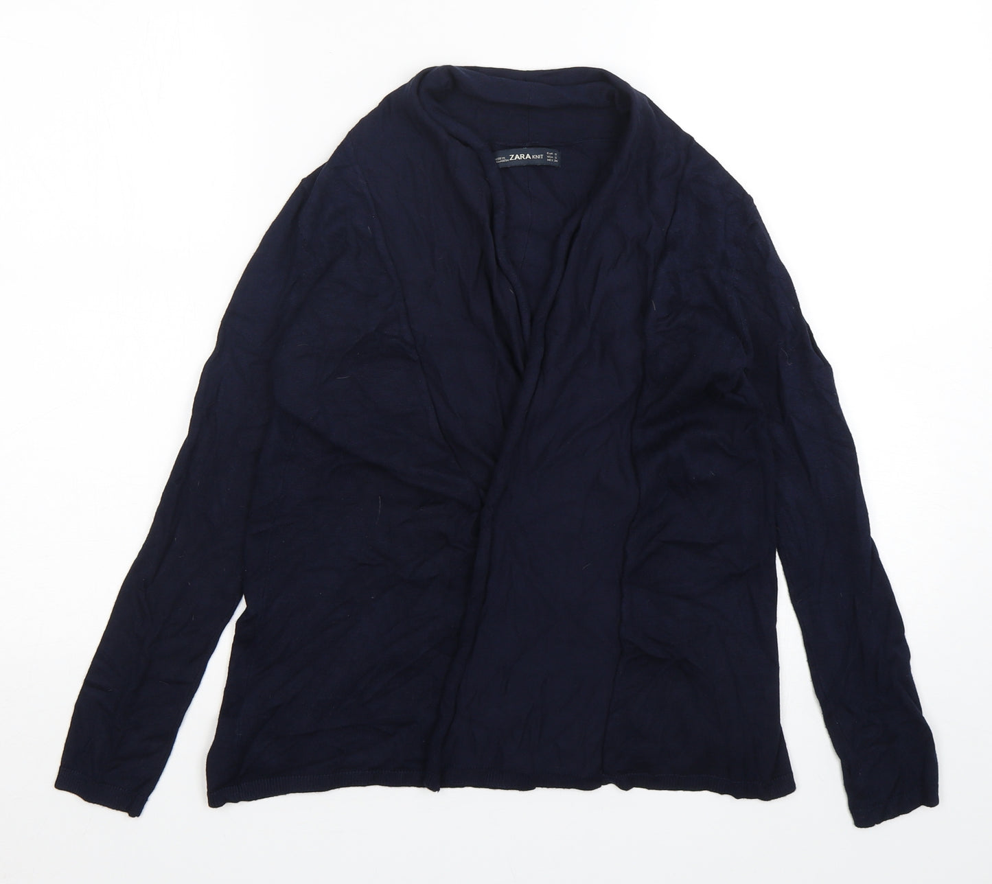Zara Womens Blue V-Neck  Polyester Cardigan Jumper Size S