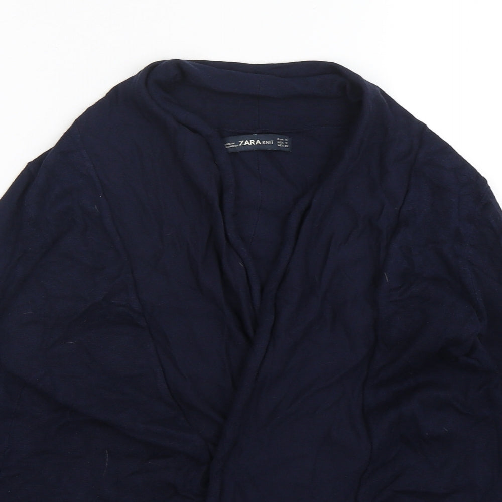 Zara Womens Blue V-Neck  Polyester Cardigan Jumper Size S
