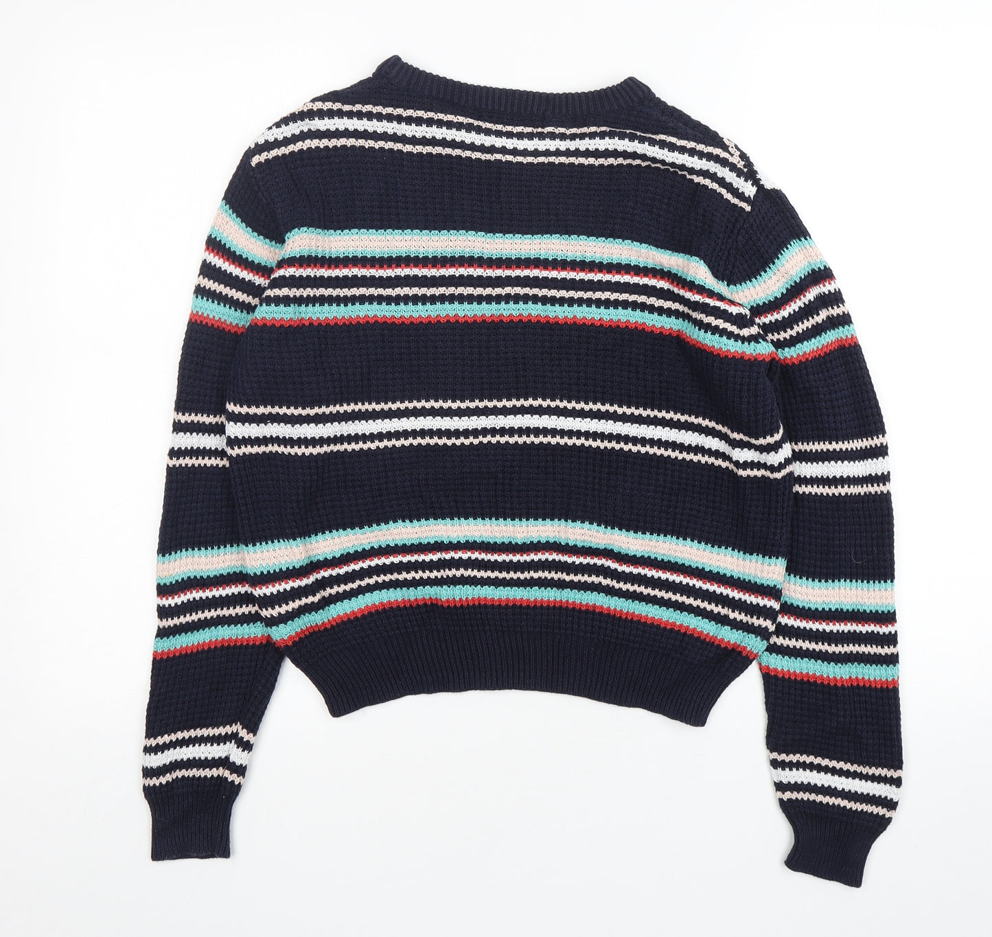 Atmosphere Womens Multicoloured Round Neck Striped Cotton Pullover Jumper Size 14