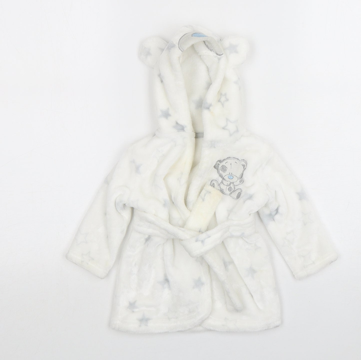 George Girls White Geometric Polyester Kimono Gown Size 3-6 Months  Tie