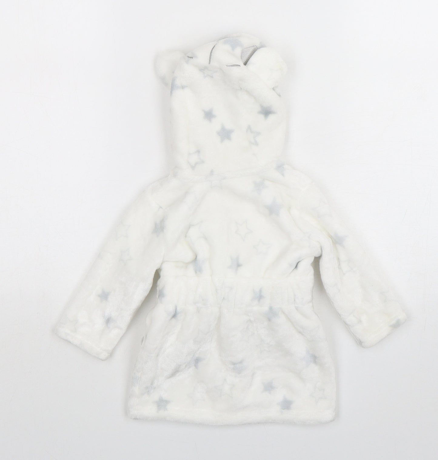 George Girls White Geometric Polyester Kimono Gown Size 3-6 Months  Tie