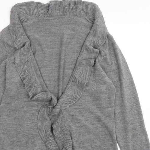 Preworn Womens Grey V-Neck  Acrylic Cardigan Jumper Size S
