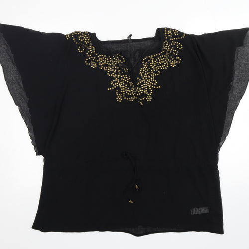 George Womens Black  Polyester Basic Blouse Size M V-Neck