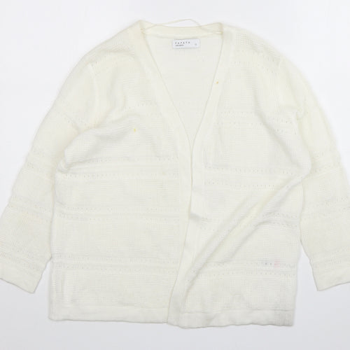 Papaya Womens Ivory V-Neck  Acrylic Cardigan Jumper Size 12