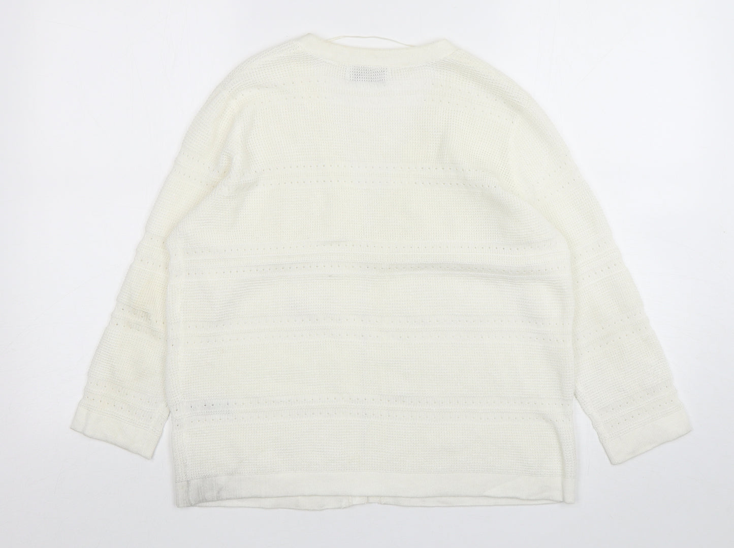 Papaya Womens Ivory V-Neck  Acrylic Cardigan Jumper Size 12