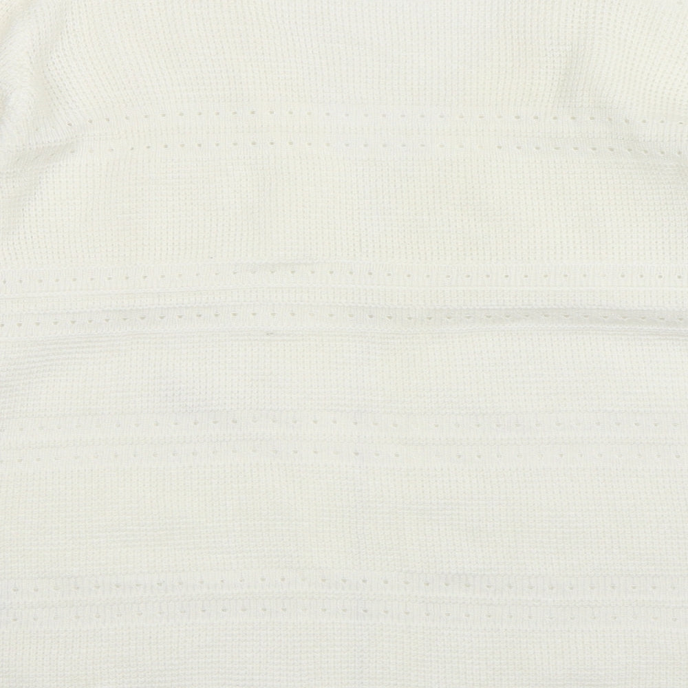 Papaya Womens Ivory V-Neck  Acrylic Cardigan Jumper Size 12