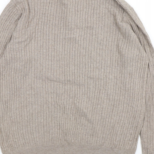 Collezione Womens Beige Mock Neck  Cotton Pullover Jumper Size M