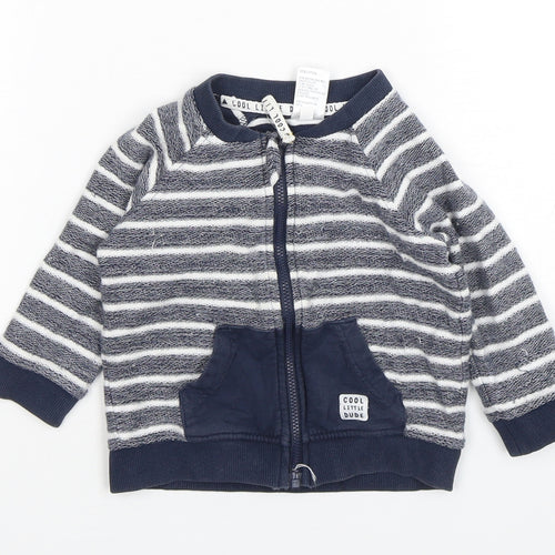 Anka Boys Blue Striped  Jacket  Size 12-18 Months   Zip