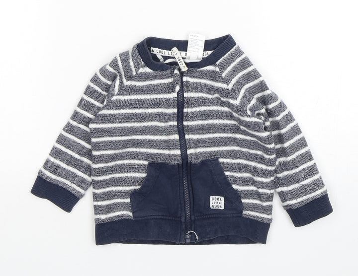 Anka Boys Blue Striped Jacket Size 12-18 Months Zip