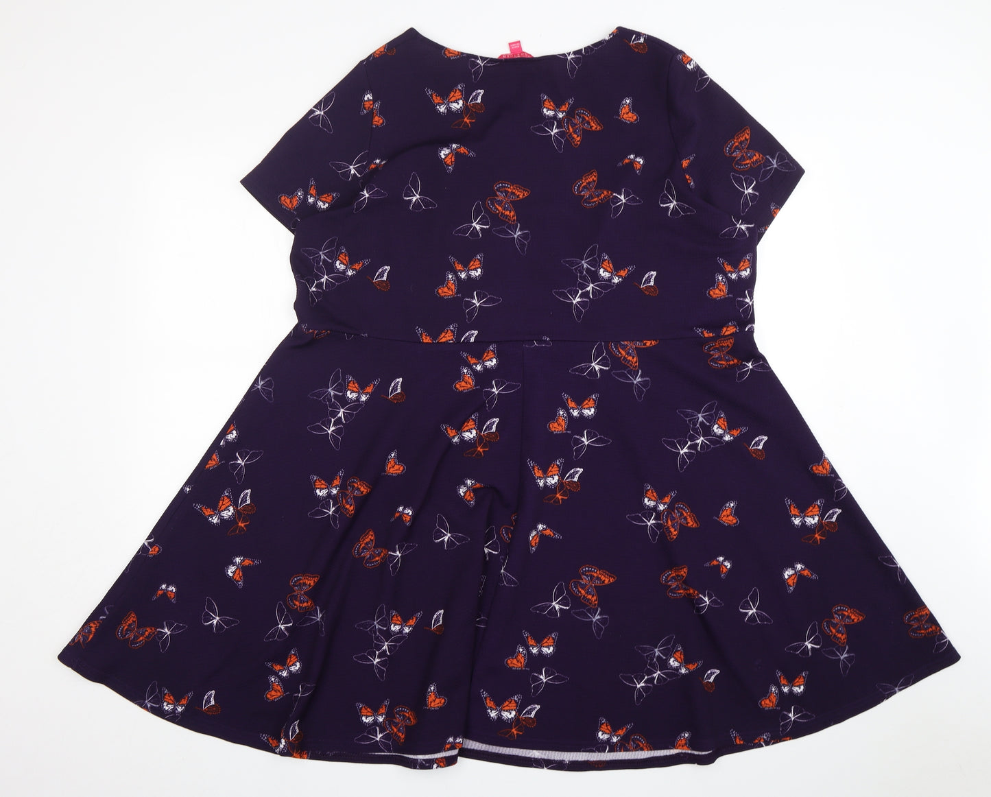 Together Womens Purple Geometric Polyester A-Line  Size 24  Round Neck  - BUTTERFLIES