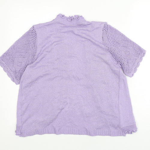 Insight Womens Purple V-Neck  Acrylic Cardigan Jumper Size M