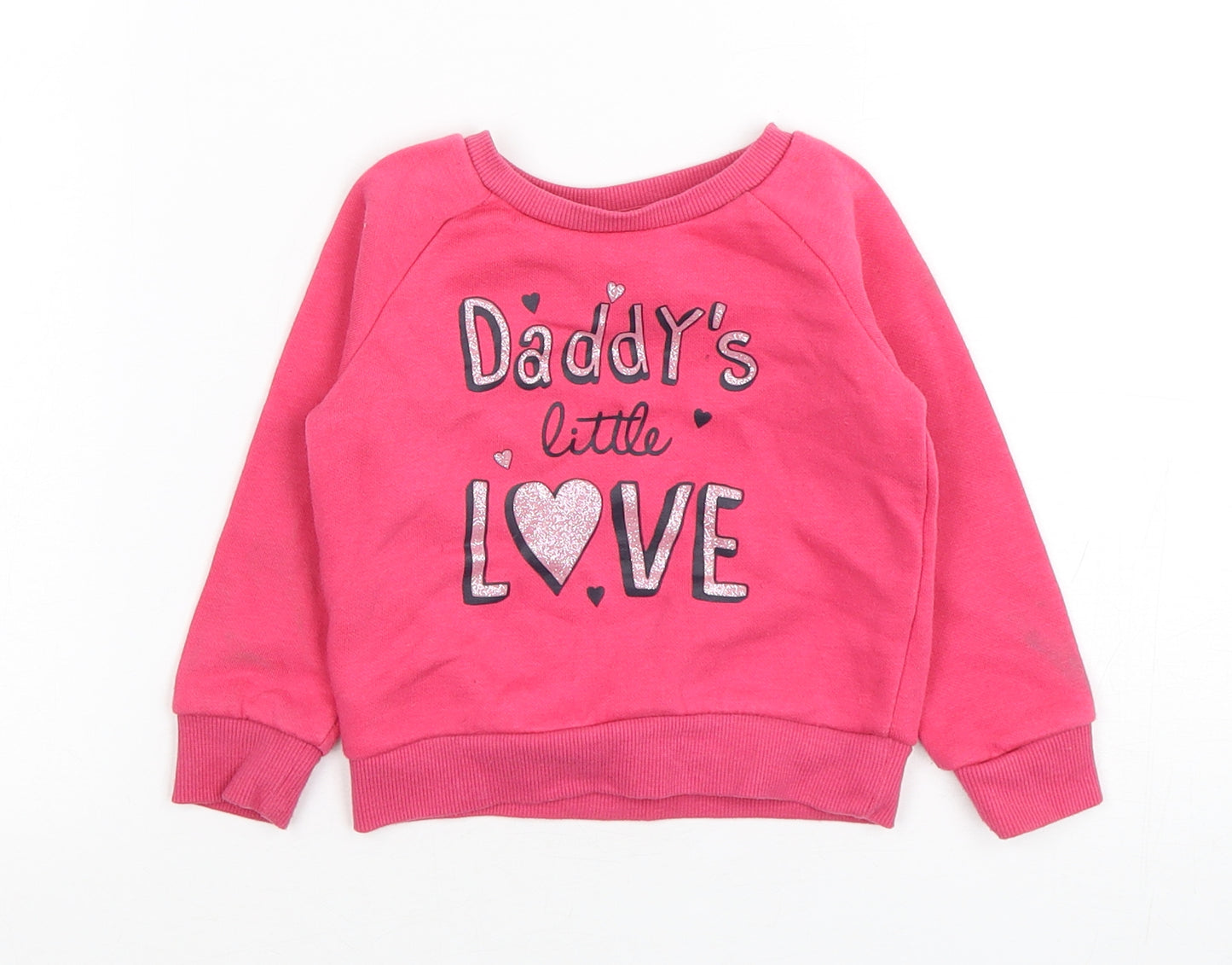 Primark Girls Pink  Cotton Pullover Jumper Size 9-12 Months   - Daddy's Little Love